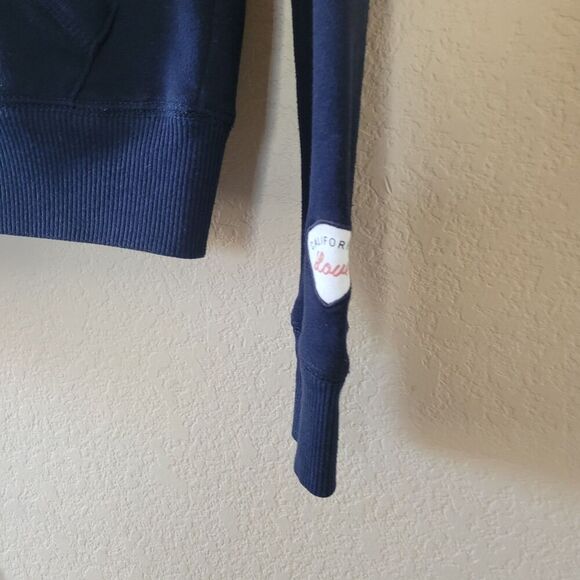 VTG Y2K Hollister Hoodie Womens Xsmall Sherpa Lined Jacket Spell Out Preppy Surf - Picture 4 of 7